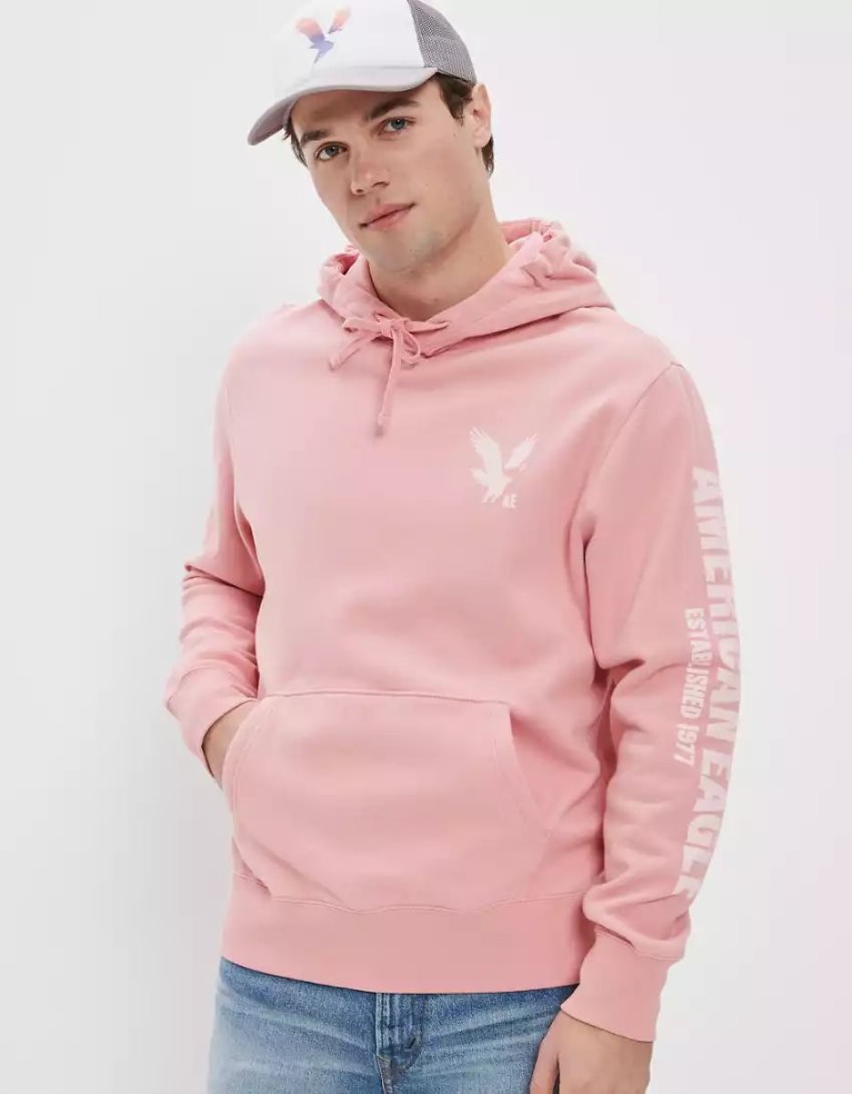 Sweat à Capuche American Eagle AE Super Soft Icon Graphique Rose Homme | YWS-31942997